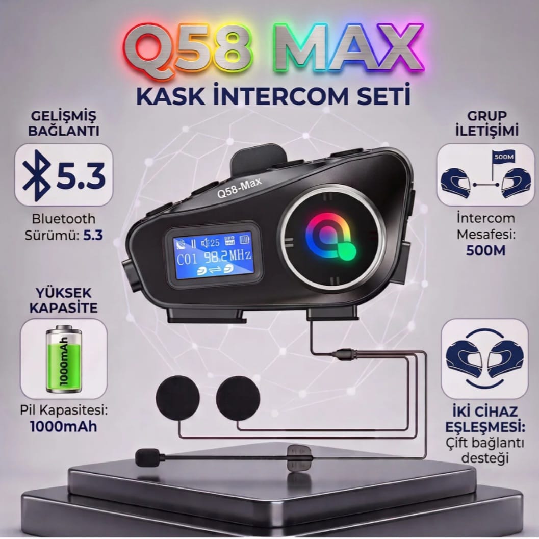 Q53 Ekranlı Su Geçirmez Profesyonel İnterkom (ŞEFFAF KARGO & KAPIDA ÖDEME )