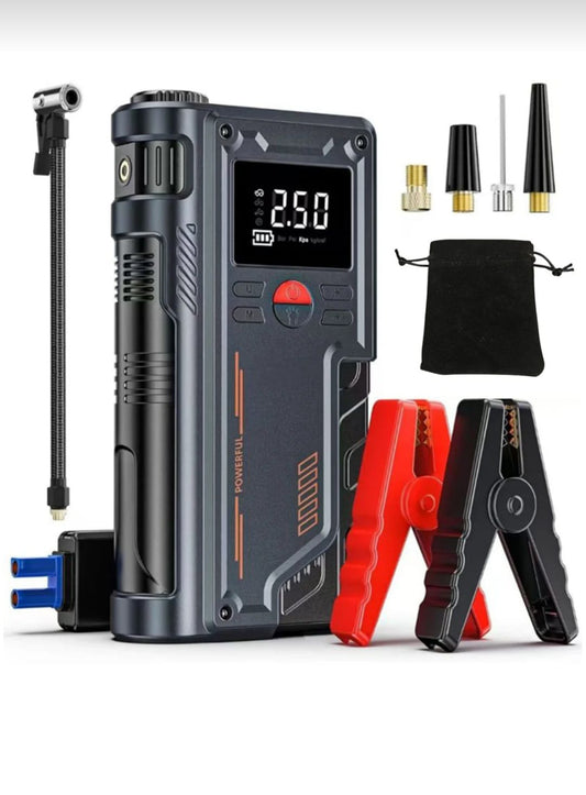 Süper 4'lü Şarjlı Akü Ateşleyici / Lastik şişirici / Powebank /Led ışık 150Psi Yüksek basınçlı (KAPIDA ÖDEME)-( ÜCRETSİZ KARGO )